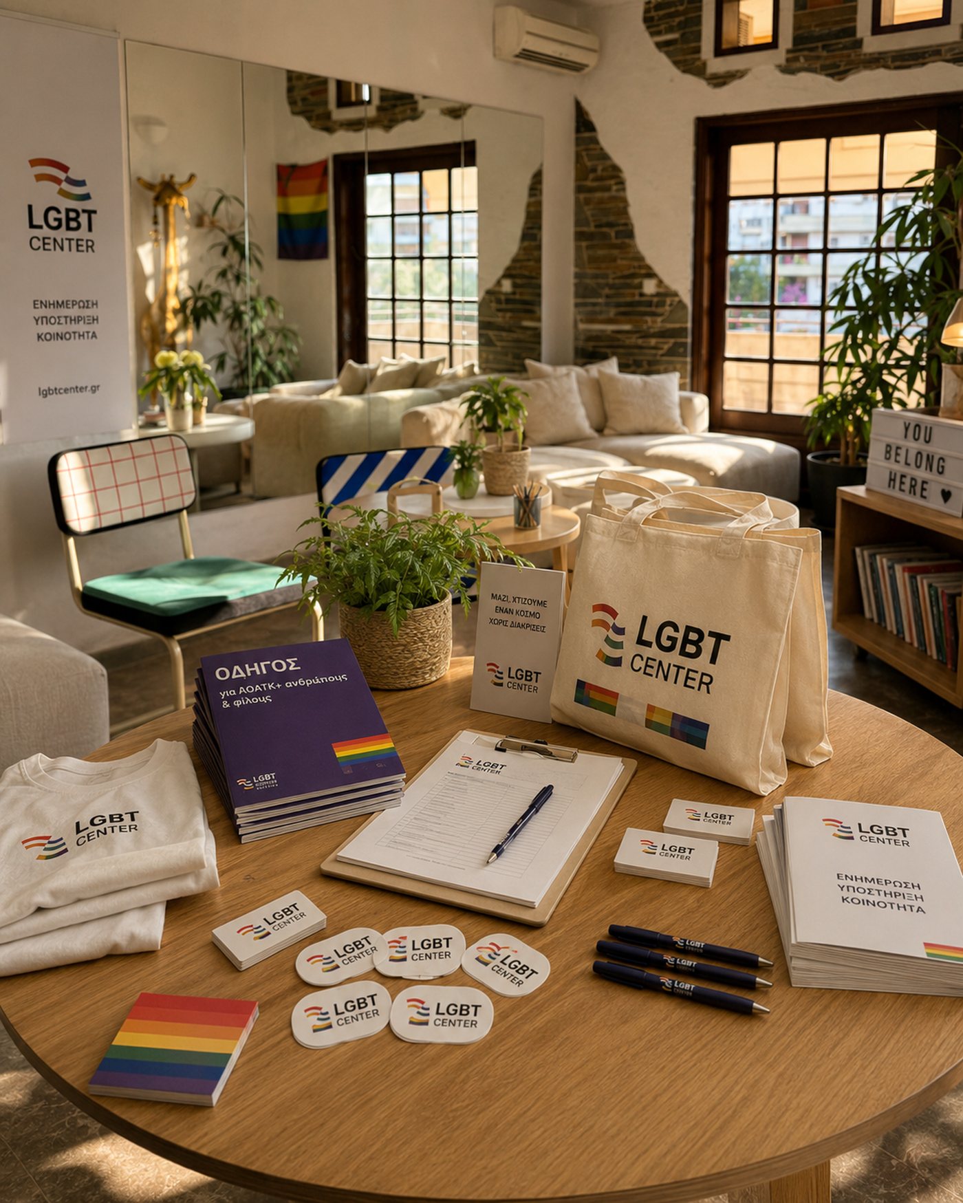 Ενημερωτικό υλικό και προϊόντα του LGBT Center Greece
